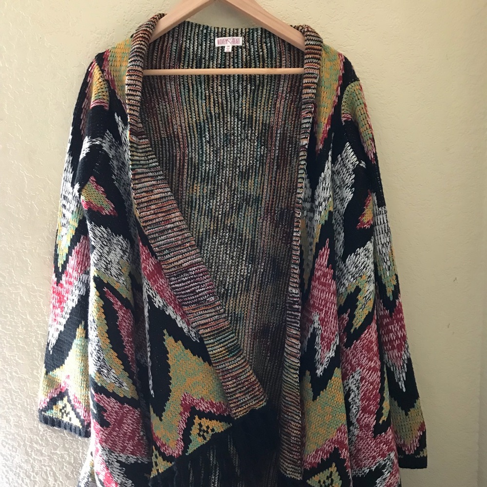 Red, Black, White, Yellow, Green Cardigan Jacket